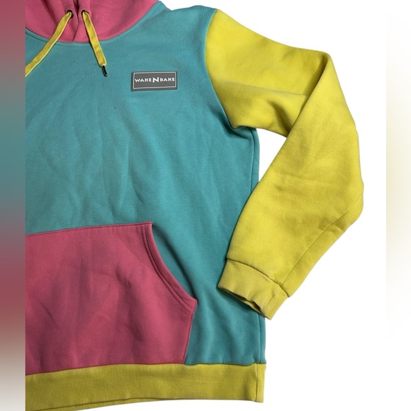 WakeNBake Pink, Yellow, and Blue Hoodie - Picture 3 of 8